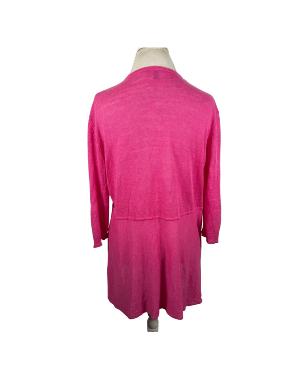 Eileen Fisher System Organic Linen Open Waterfall Drape Front Cardigan Size L - Picture 8 of 11